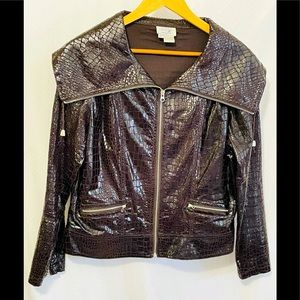 Brown Moto Style Faux Leather Jacket